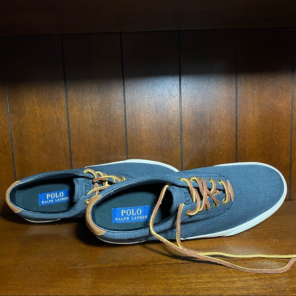 NEW! Polo Ralph Lauren Vito Leather Lace Canvas Shoes Size 8 - Picture 5 of 8